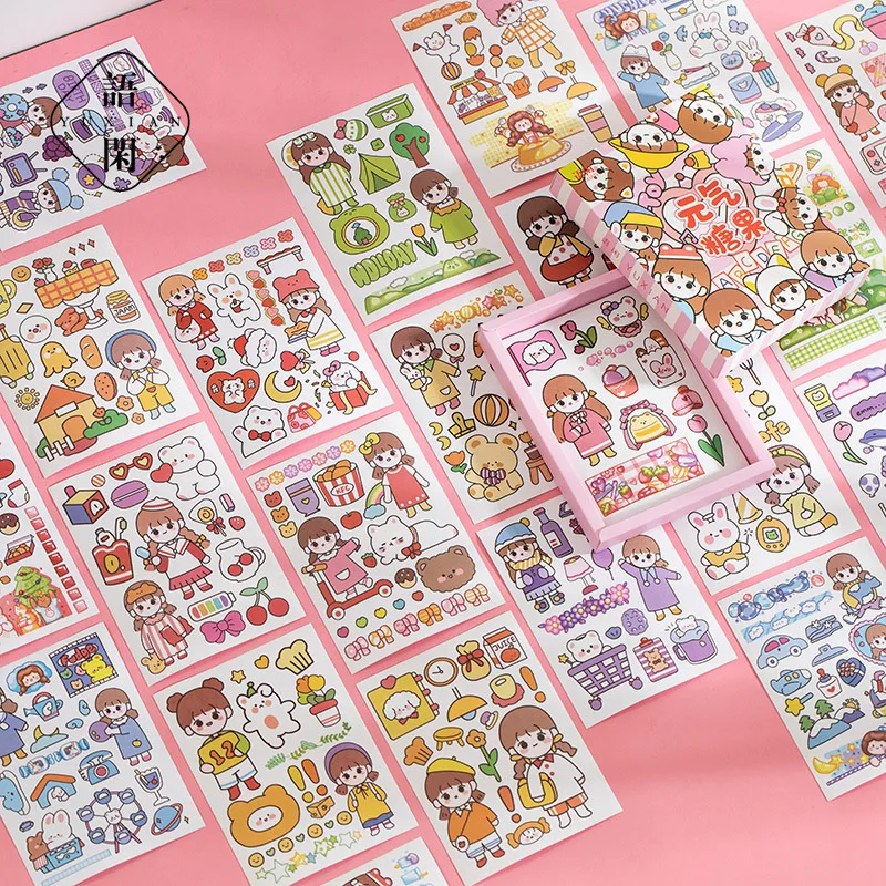 Yoofun 50 รูปแบบที่ไม่ซ้ําตกแต่งเครื่องเขียนสติกเกอร์ความฝันที่มีสีสัน Scrapbooking DIY ไดอารี่อัลบั้ม Retro Vaporwave Stick