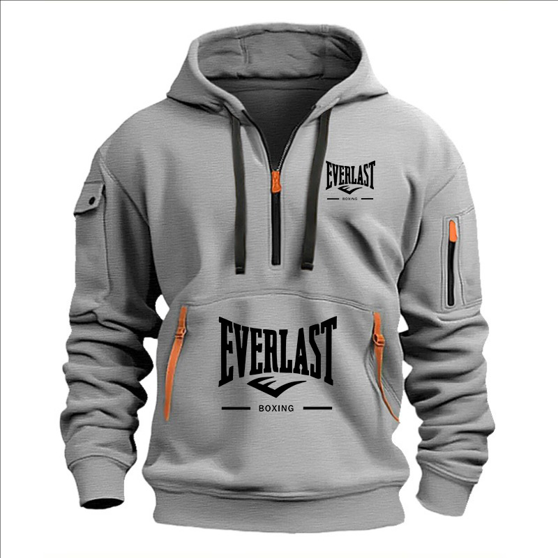 Moda Otoño e Invierno ropa de marca para hombres diseño con múltiples cremalleras Sudadera con capucha impresa sudadera casual jersey con capucha suelta