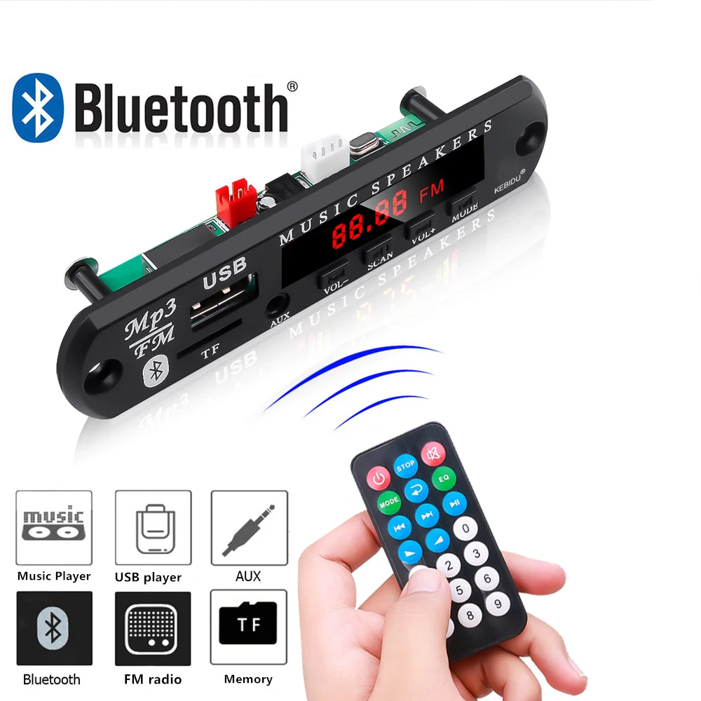 KEBIDU 9V 12V Auto Radio Stereo MP3 WMA Decoder Board Audio Modul USB TF Radio Bluetooth Drahtlose MP3 Player Mit Fernbedienung