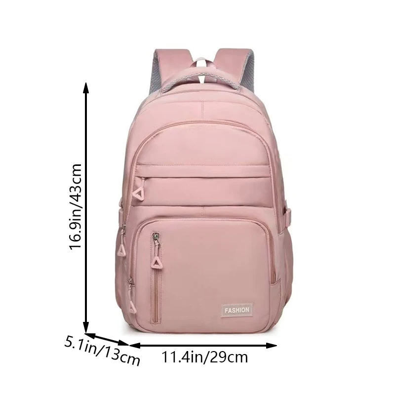 Mochilas de doble hombro para hombre y mujer de color liso con múltiples compartimentos, adecuadas para estudiantes.