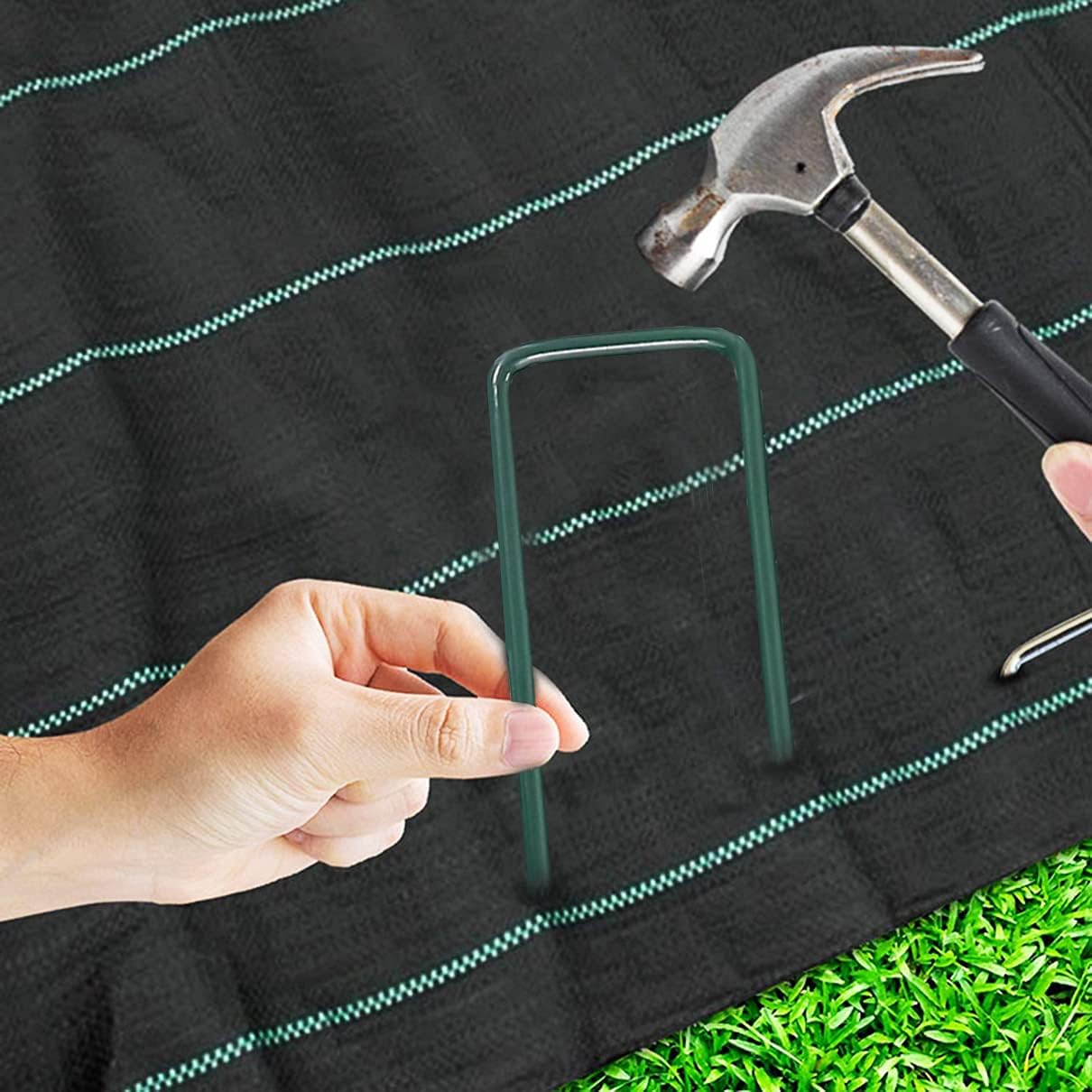 100 Uds Grapas para Jardin Verde, Claos Cesped Artificial, Piquetas para Cesped Galvanizado Artificial, Grapas Cesped Artific