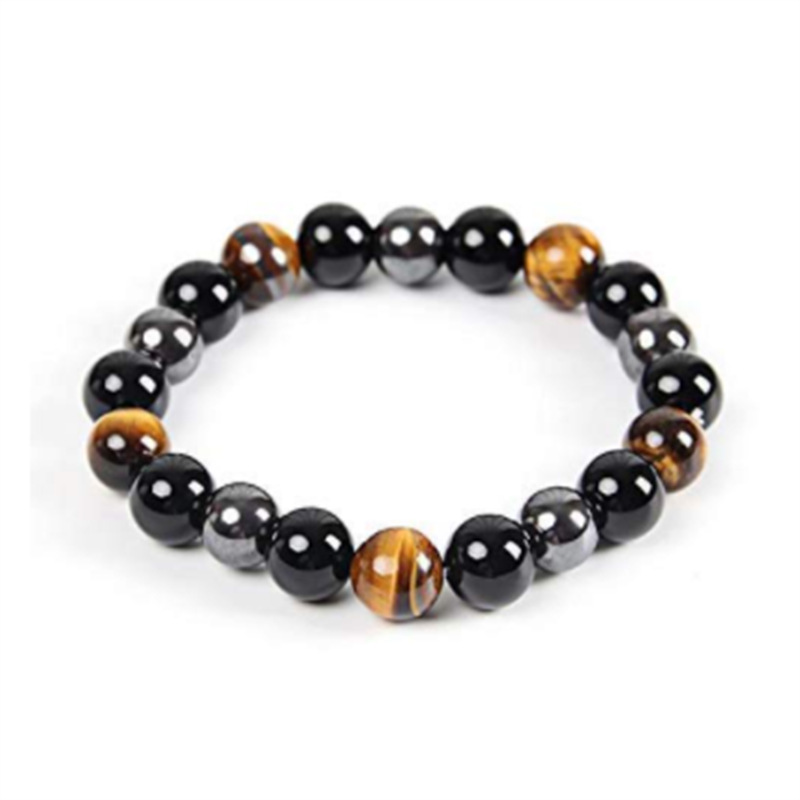 Nuovo braccialetto magnetico in ematite Bracciale da uomo con perline di pietra occhio di tigre Bracciale per coppia Magnete sanitario per donna Aiuta la perdita di peso