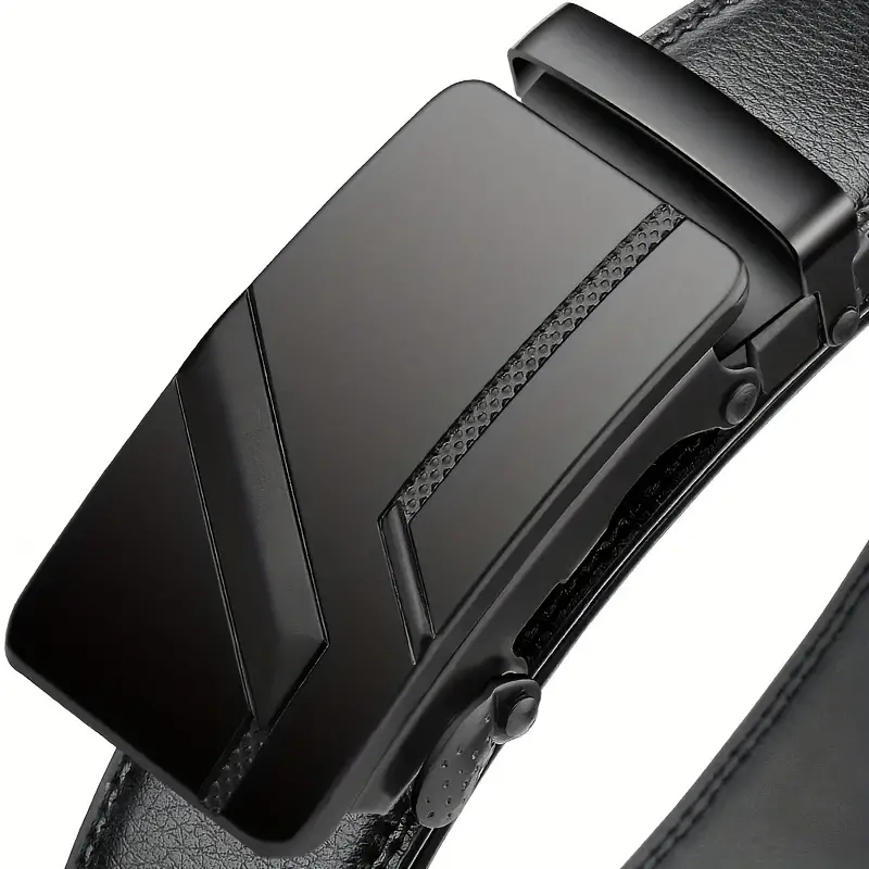 Cinturón de negocios de cuero genuino con hebilla automática a la moda para hombre, cómodo y duradero