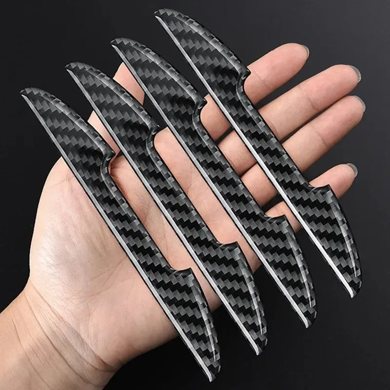 Carbon Fiber Car Door Etiqueta protetora, Protetor Anti-Colisão, Edge Strip resistente a riscos, Olhe, 4 pcs, 8pcs