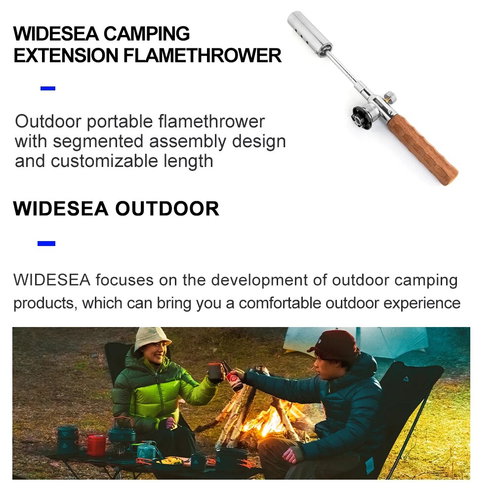 Wideea Camping lange Flamme Zünder im Freien tragbare Holzgriff Brenner Picknick Grill Gastank Spritzpistole abnehmbare Herd Toolkit