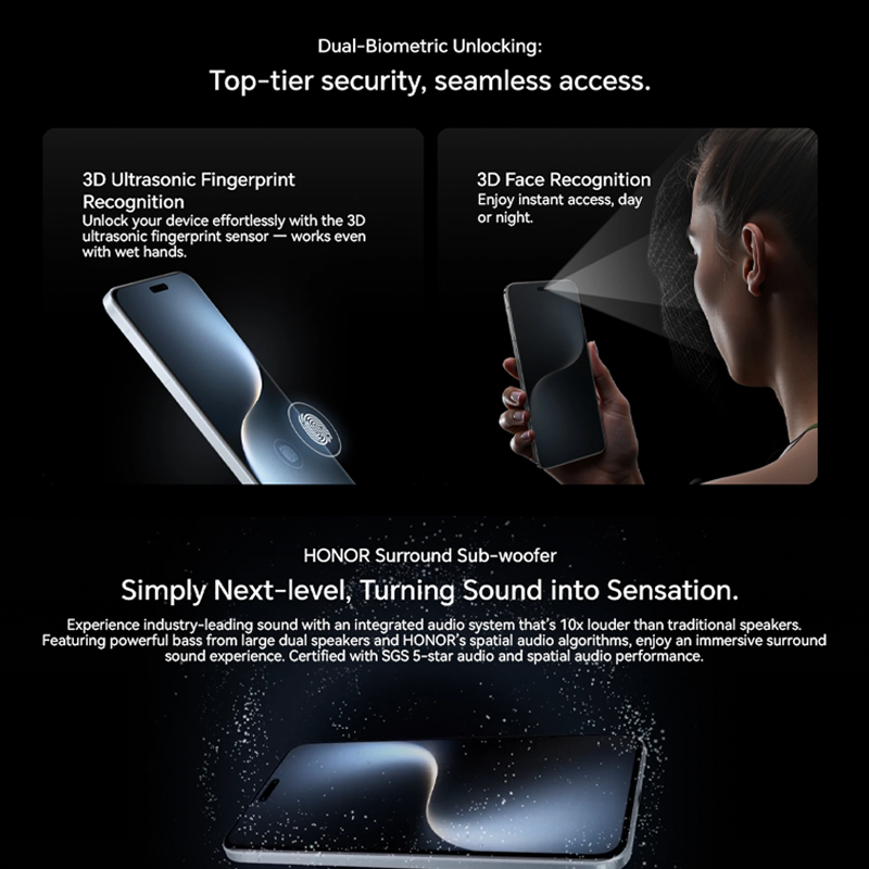 Nueva versión Global Original Honor Magic 7 Pro Snapdragon ®   8 Elite 6,8" 1280*2800 OLED 50MP*3+200MP 100W 5850mAh(EE. UU.) y 5270mAh(Reino Unido)