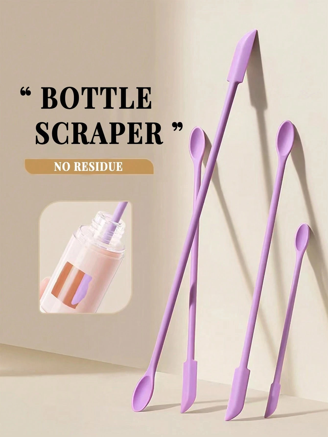 Raspador de botella vacía de silicona con raspador negro, raspador de base, raspador de tarro de loción pequeño para conseguir un último de maquillaje, 1/3 Uds.