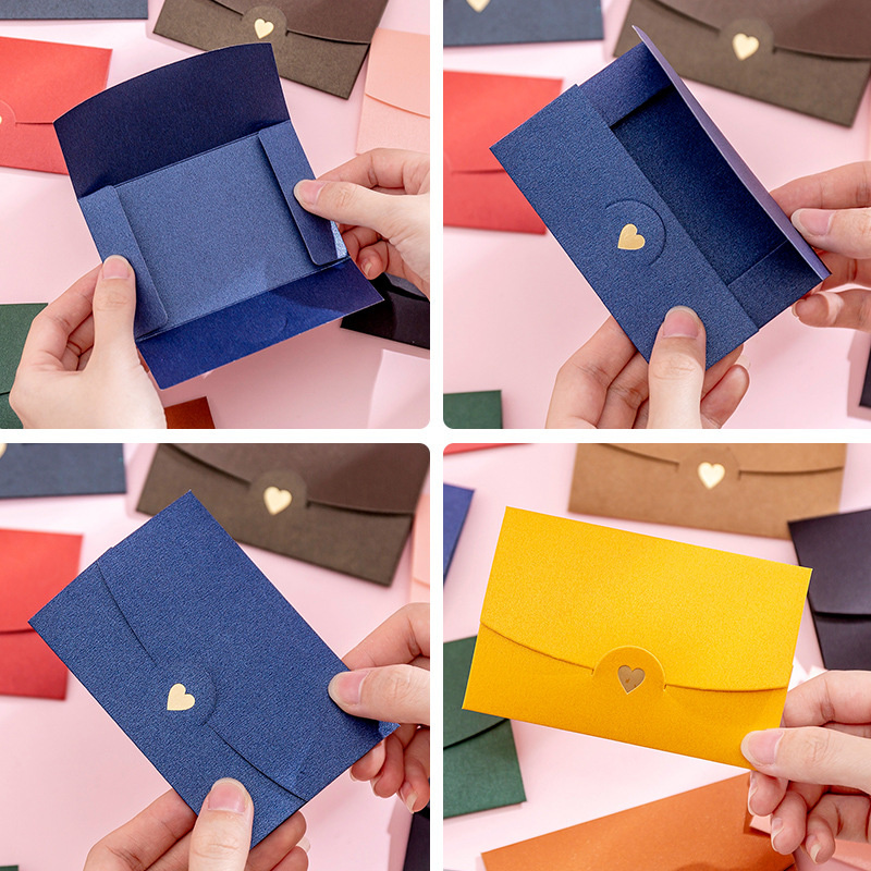 10 Pcs/lot 10.5*7CM Small Greeting Card Name Card Envelope Hot Stamping Love Pearlescent Paper Mini Envelopes Gift Envelope