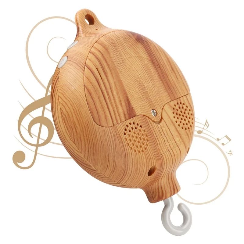 Campana para cuna, caja de música giratoria con canciones de 0 a 12 meses, campana colgante para cama de bebé, accesorio de Motor, juguete colgante, juegos de guardería, grano de madera