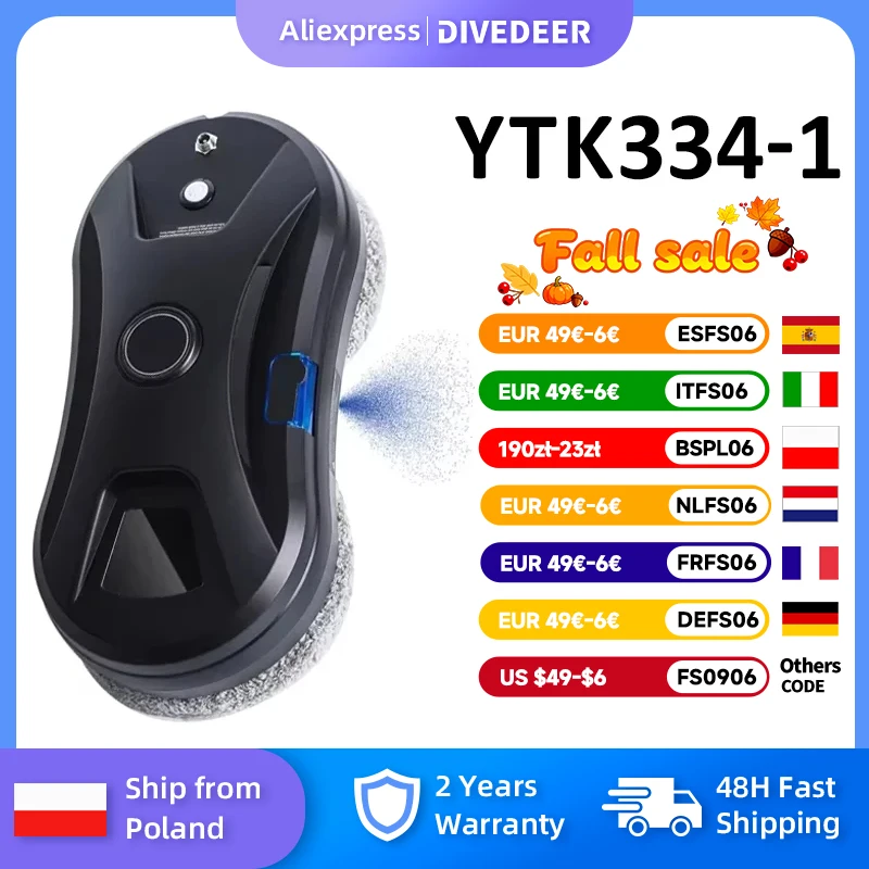 Inteligentny spryskiwacz do okien DIVEDEER z automatyczną funkcją rozpylania wody, magnetyczny, zapobiegający upadkom, inteligentny czyścik do szkła do domu.