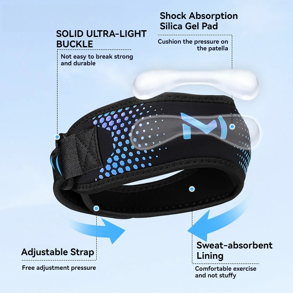GTUBIKE 1PC Patella Ginocchiera Ginocchiera regolabile Tendine rotuleo Stabilizzatore Fascia di supporto per calcio Basket Corsa Jumpe