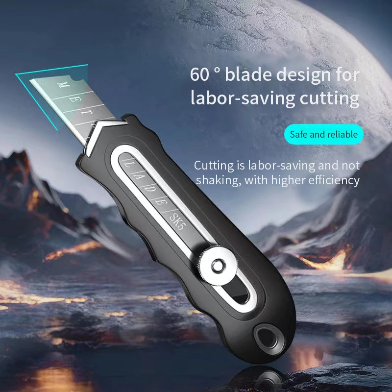 Safety Utility knife Professional, Thickened Rubber Holder Stainless Steel blades, Retractable Industrial-grade Wallpaper Cutter