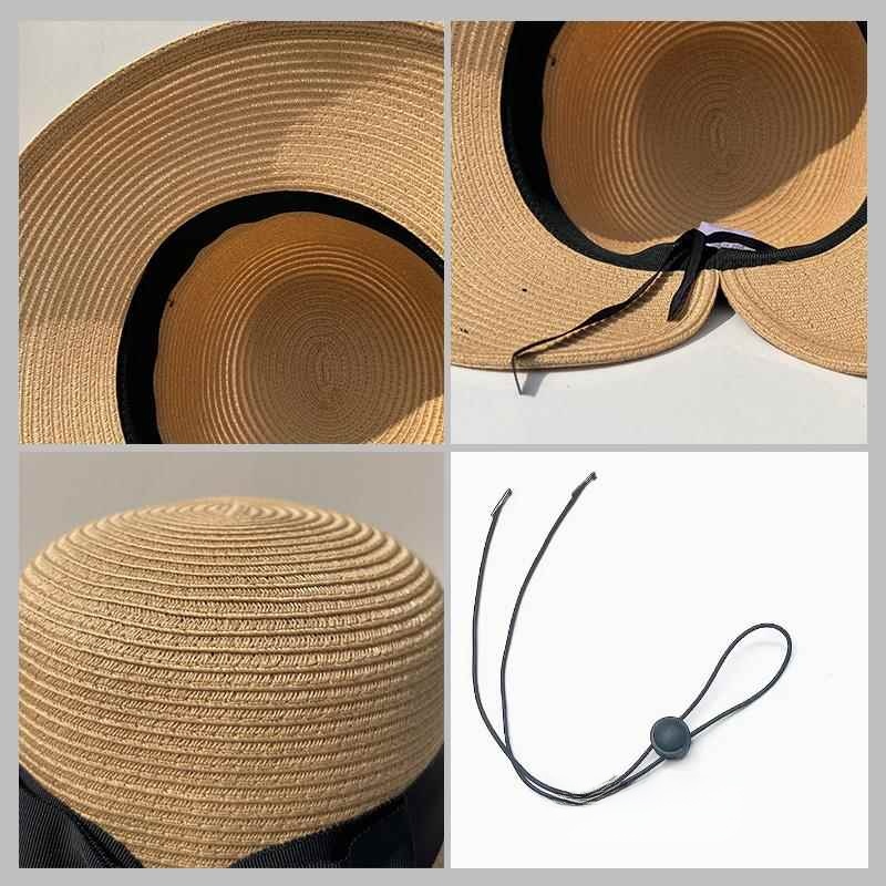 Beach Sun Hat Straw Hat Tail Knot Foldable  Knot Small Face Outdoors UV Protection Sun Hat Holiday Travel Hat