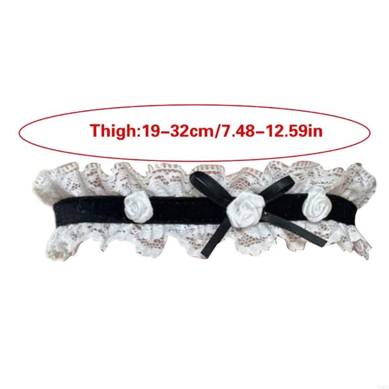 23GE ชุดชั้นในต้นขา CHAIN ​​Gothic Bows Rose ขา Garter สำหรับแฟชั่นหญิงอินเทรนด์