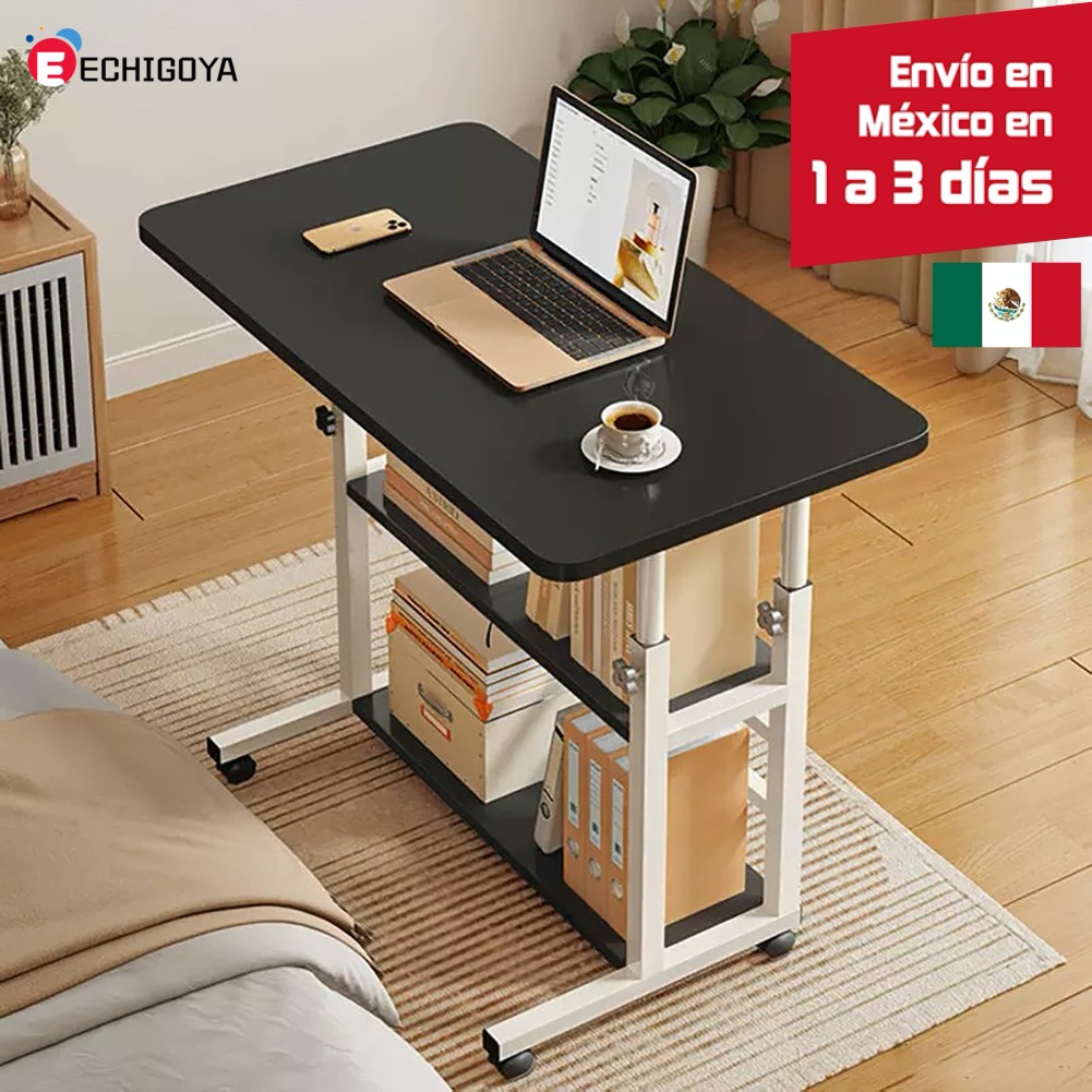 ECHIGOYA Escritorio Portátil, Mesa para Laptop, Escritorio de Computadora con Repisas, Escritorio de Pie Altura Ajustable con Ruedas, Mesa para Cama de Hospital, Home Office