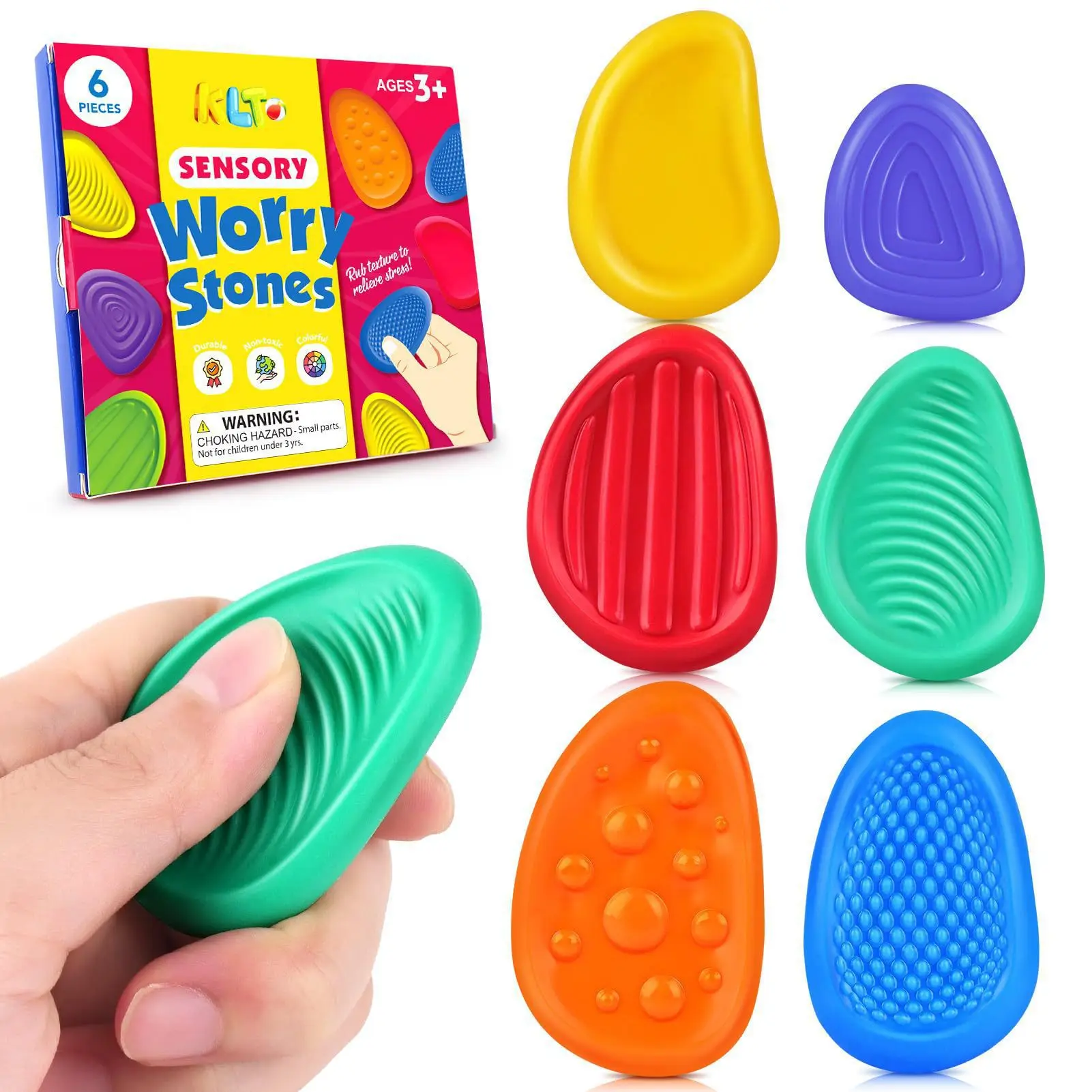 Fidget Toys Adultos Anillo de silicona sensorial Paquete de 6 texturizados para autismo Niños Calmante Fidget Juguetes para aliviar el estrés