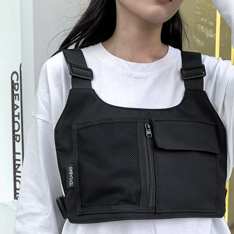 Trendy unisex mode-borsttas, multifunctionele tactische rugzak met grote capaciteit, hoogwaardige unisex-vestrugzakken