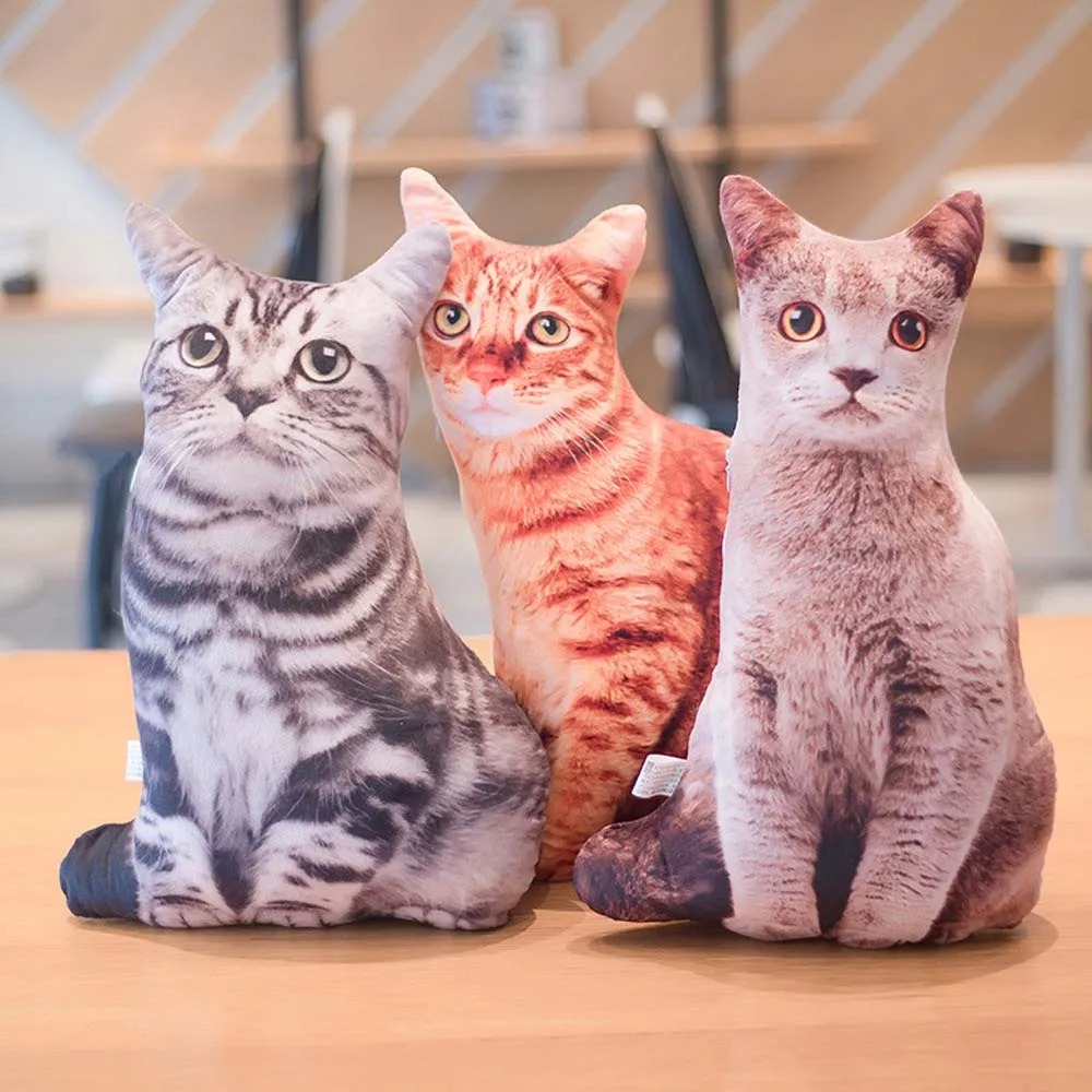 3D Katze Figuren Kissen Weiche Simulation Katze Form Kissen Sofa Dekoration Kissen Cartoon Plüsch Spielzeug Freund Kinder Geschenke