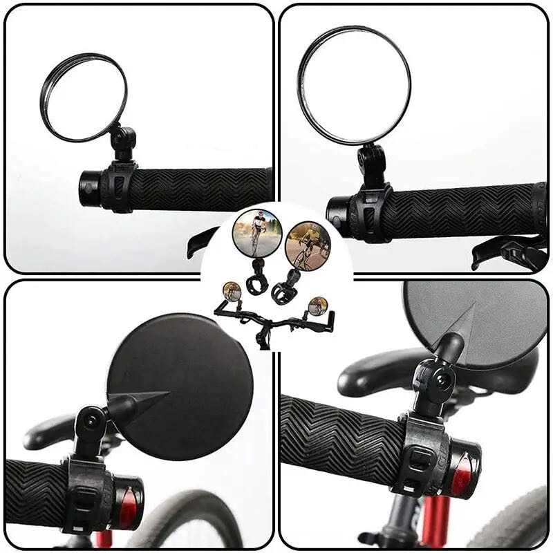Espejo retrovisor universal para bicicleta 360 ° Espejos retrovisores de manillar de ciclismo de gran angular convexo giratorio ajustable