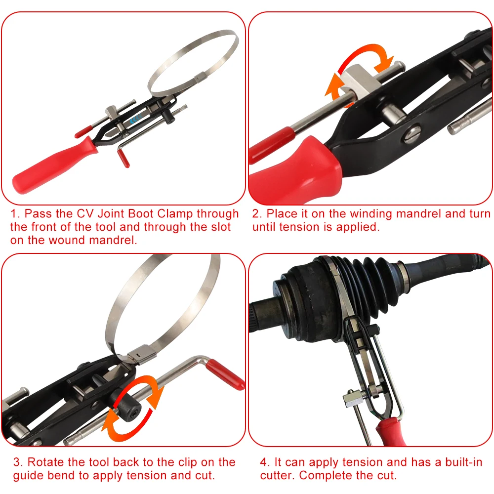 ATV Auto CV Joint Banding Boot Axle Clamp Tool With 20PCS CV Half Shaft Boot Band Buckle Clamps Repair Install Tools