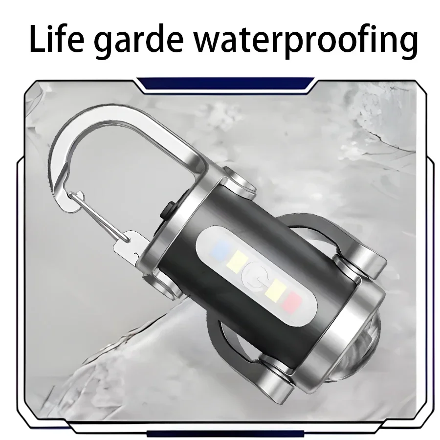 Tragbare Mini-Schlüsselanhänger-Taschenlampe, multifunktionales COB-Arbeitslicht, 6 Modi, wiederaufladbares Notlicht für Spaziergänge, Suchen, Wandern