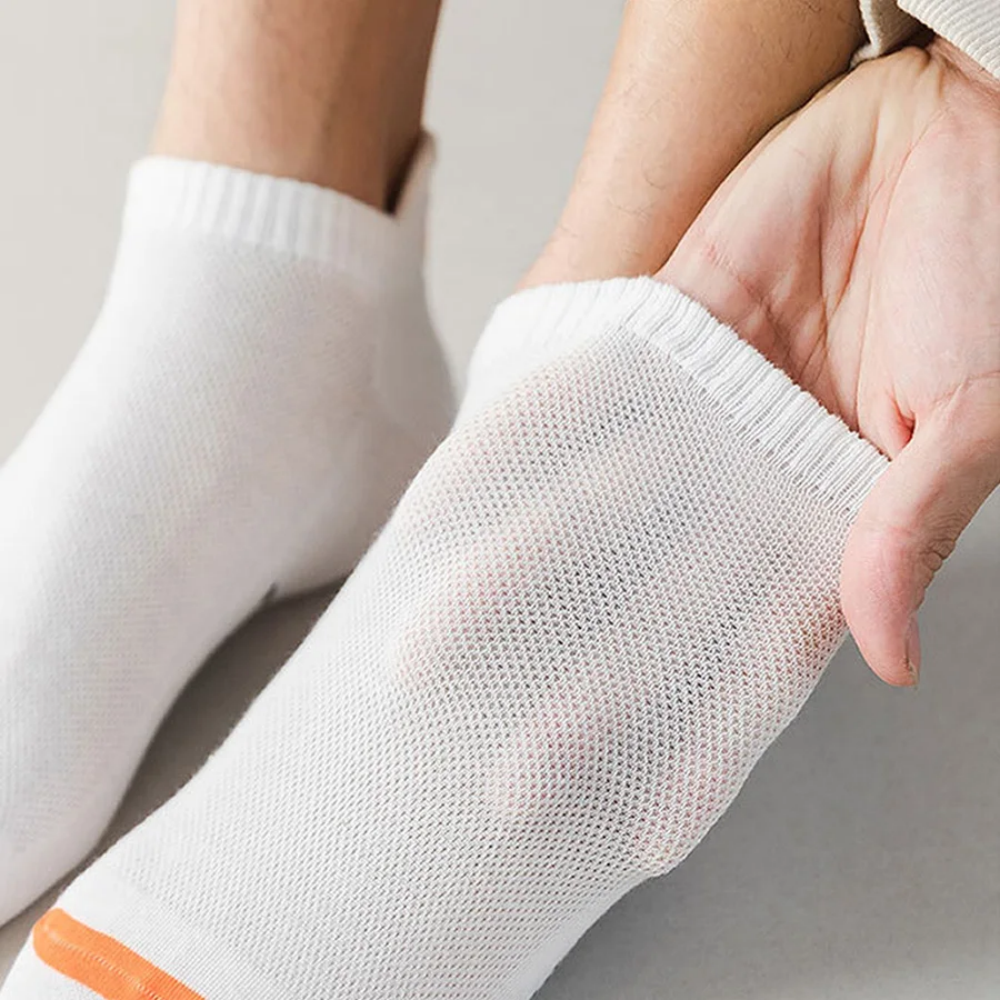 5 pares de nuevos calcetines de algodón de verano para hombre, calcetines cortos finos informales de malla transpirable, calcetines de barco cómodos de moda de estilo callejero, regalo
