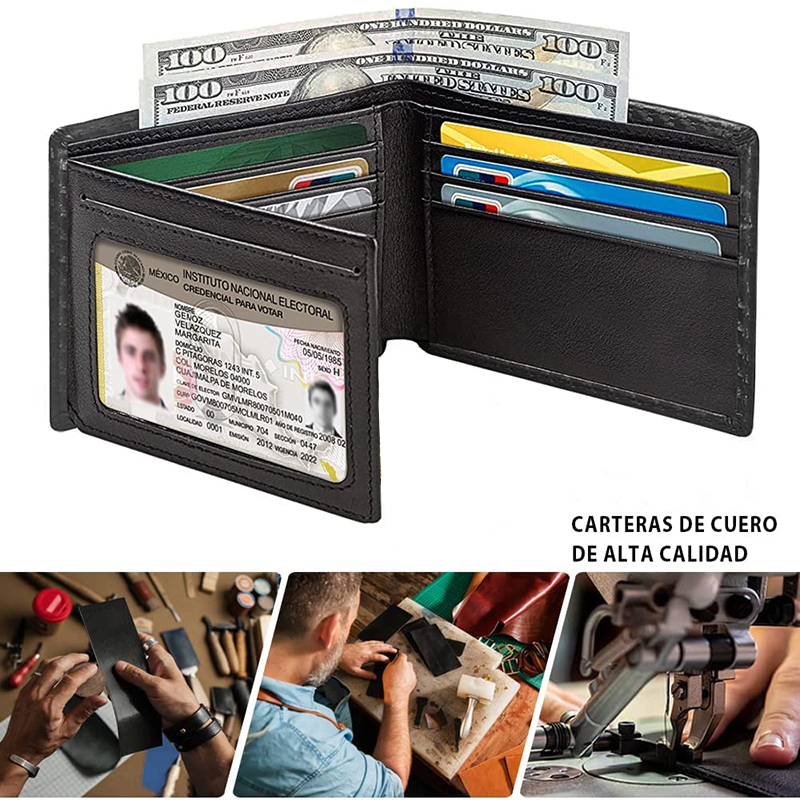 Slim Tối Giản Trị Gấp Ví Sợi Carbon RFID Ngăn Chặn Ví Nam Với ID Cửa Sổ Và 9 Khe Cắm Thẻ