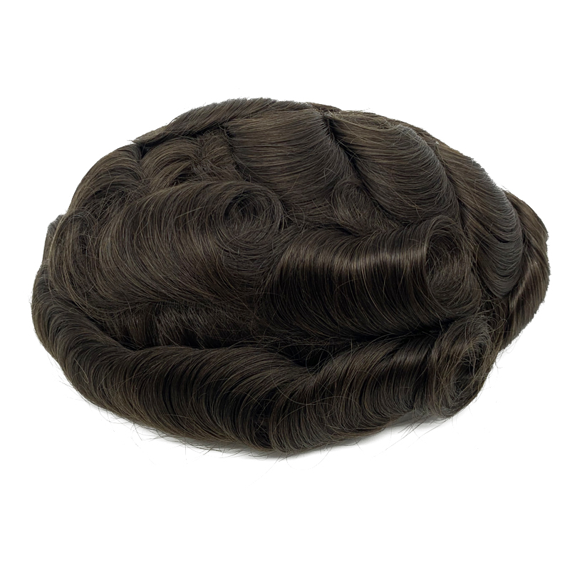 0.08mm d'épaisseur PU Poly Base Double noué toupet cheveux humains durée Durable longue durée de vie prothèse capillaire pour hommes