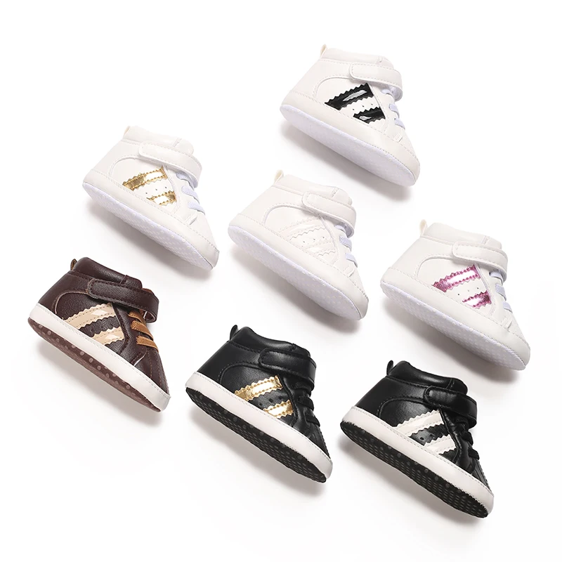 0-18m sapatos de bebê recém-nascido para meninos moda pu listra sapatos esportivos casuais sola macia sapatos de caminhada confortáveis