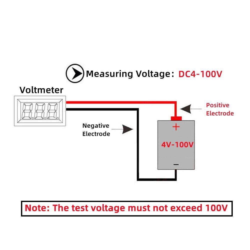Voltmetro per auto DC 4-100V Display digitale a LED rotondo misuratore di tensione a pannello a due fili