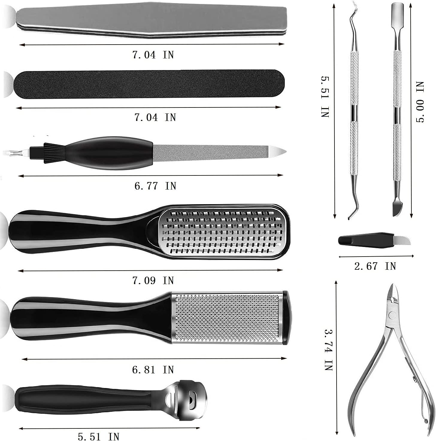 Pedicure Kit 8/10/23 in 1 Stainless Steel Professional Pedicure Tools Set Foot Rasp Peel Callus Dead Skin Remover