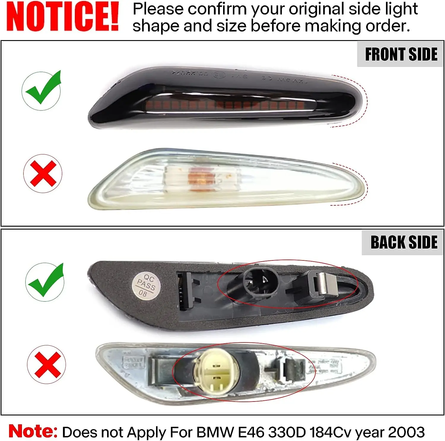 LED Dinâmico Side Marker para BMW, Turn Signal Light, Sequencial Blinker, Erro Livre, E90, E91, E92, E93, E60, E87, E82, E46, 2pcs