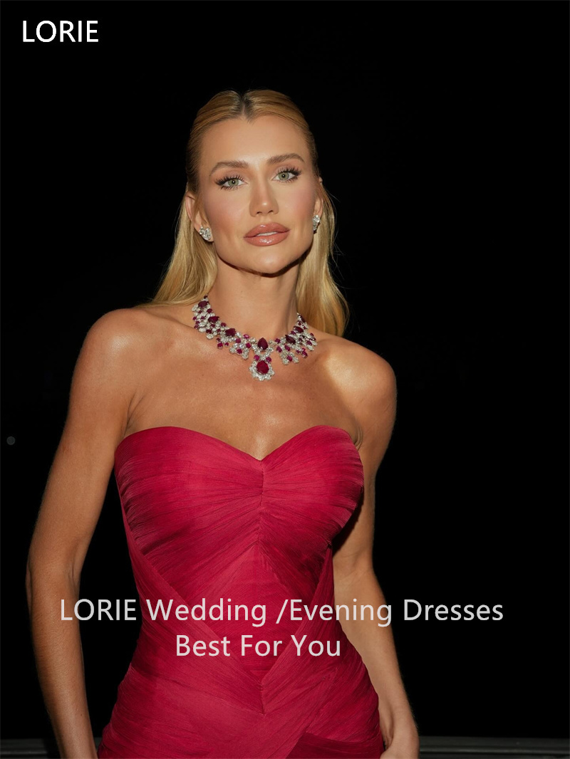 LORIE สีแดงชุดเดรสเมอร์เมดเซ็กซี่ชั้นความยาวแขนกุดเจ้าสาวชุดราตรี Elegant ชุดเจ้าสาวที่กําหนดเอง
