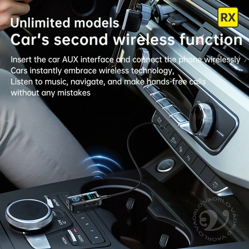 4 in 1 Bluetooth 5.4 Audio-ontvanger Zender 3,5 MM AUX TF-kaart Stereo Muziek LED-display Draadloze adapter met microfoon voor auto TV