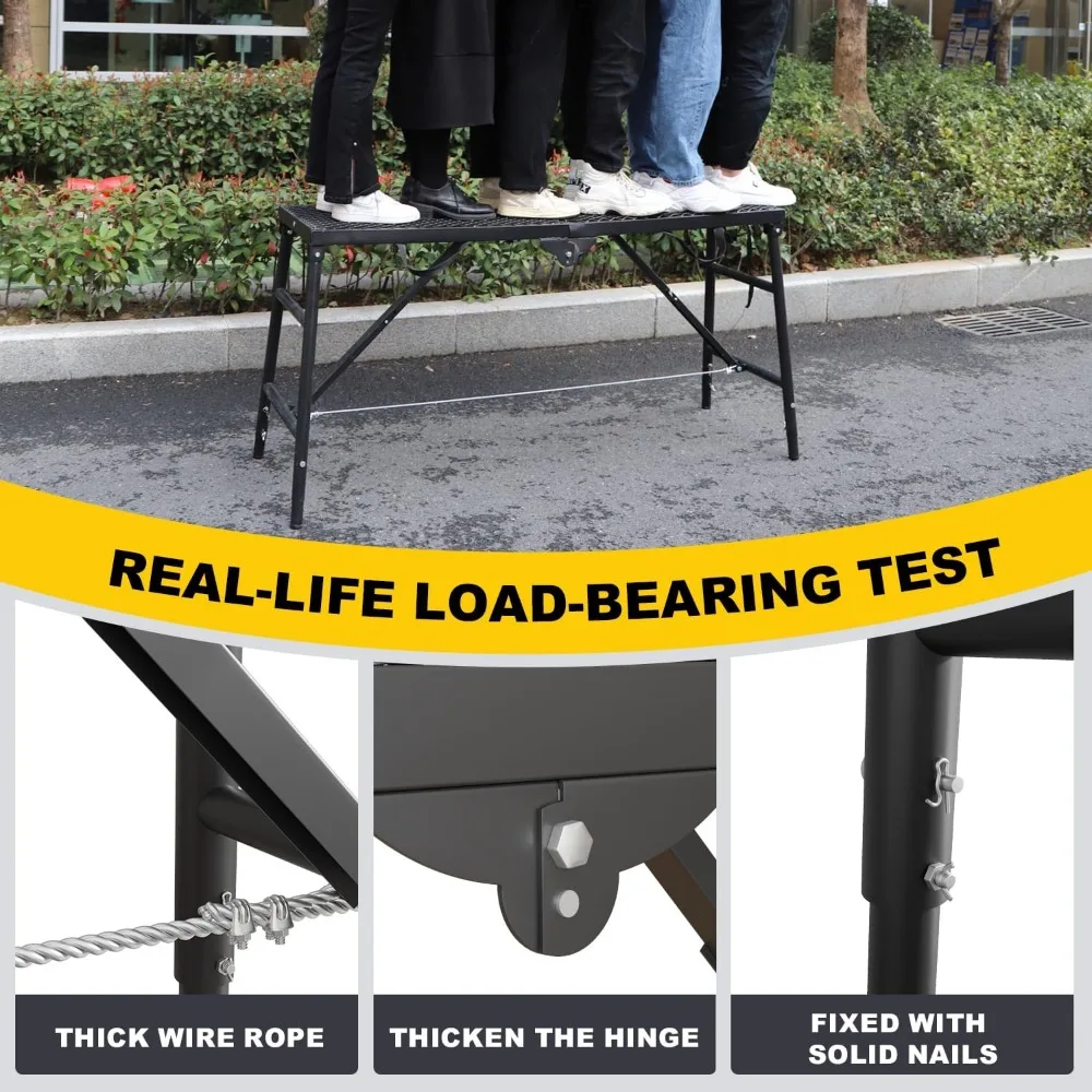 Scaffolding Platform 15.75x59.05 Adjustable Work Platform Support 660 lbs Portable Scaffold 5 Gear Adjust Height 31 to 46 inches