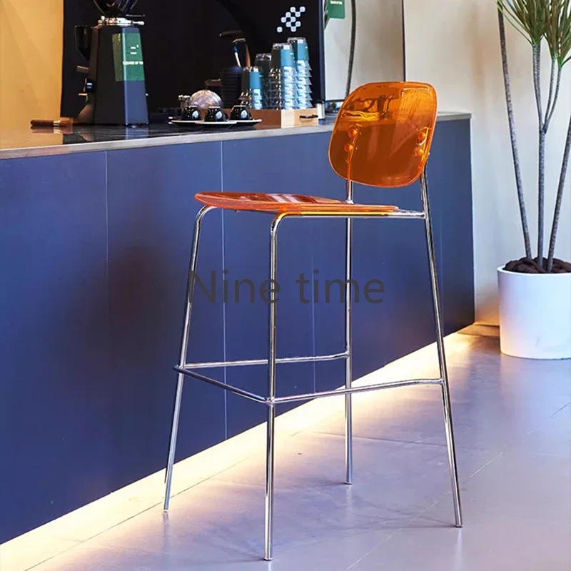 Taburetes De Bar De diseño minimalista transparente, taburetes De hierro acrílicos creativos para recepción, silla alta, accesorios De Bar, muebles