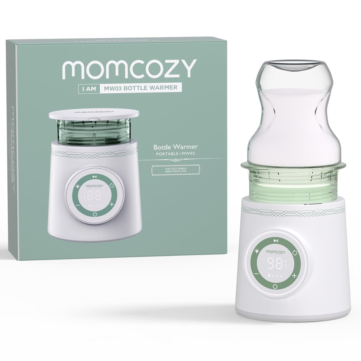 Aquecedor de mamadeiras portátil Momcozy para viagens, dupla à prova de vazamentos com aquecimento rápido, aquecedor de mamadeiras de material de segurança