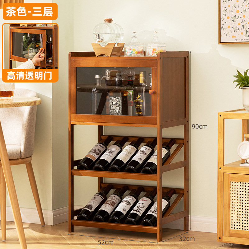 Estante para vino de bambú macizo, soporte independiente para almacenamiento de vinos, estantes sin oscilación para Bar de cocina, 3/4 niveles