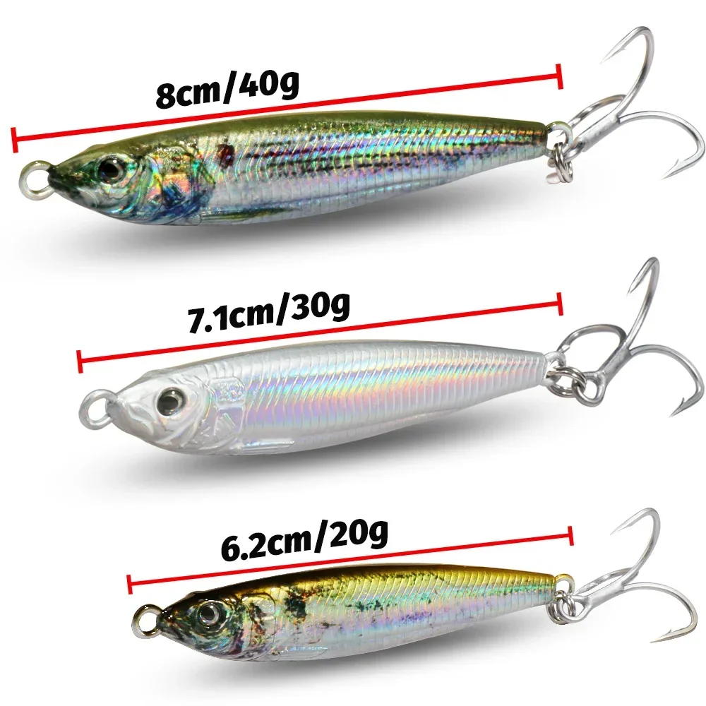 Metallo Jig Bait 20g 30g 40g Spinner Affondamento 3D Occhio Colore Laser Spinning Gear Luring Cast Attrezzatura da pesca Lama Gancio Pesca VIB Lure