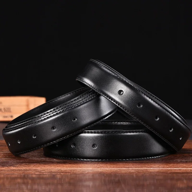 Cinturones sin hebilla 2,4 2,8 3,0 3,2 3,5 3,8 cm de ancho cinturón genuino hombres hebilla cuero negro cinturón cuerpo sin hebilla Correa