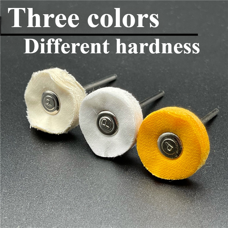 5PCS 2.35mm Handle Yellow / Beige / Bleach Cloth Wheel  Jewelry Polishing Cloth Wheel Dremel Rotating Tool Accessories