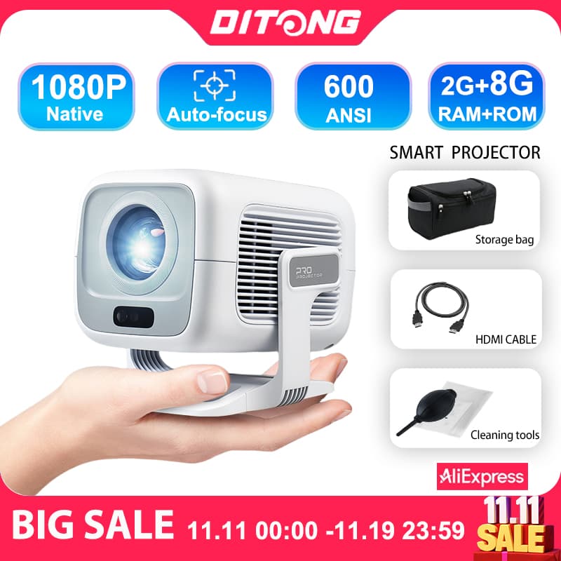 DITONG X3Plus HD projetor Nativo 1080P suporte 4K WIFI6 BT5.4 Android mini projetor portátil led projetor de vídeo home theater