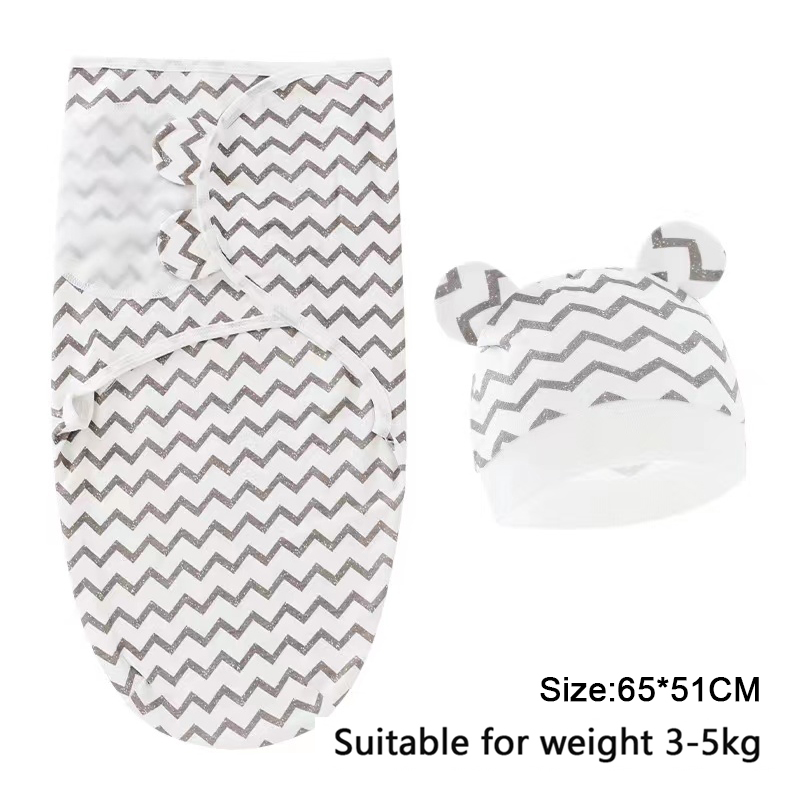 Ensemble de couverture et chapeau pour bébé de 0 à 6 mois, en coton imprimé de dessin animé, emmaillotage réglable pour nouveau-né, enveloppes de couchage pour nourrissons, toutes saisons