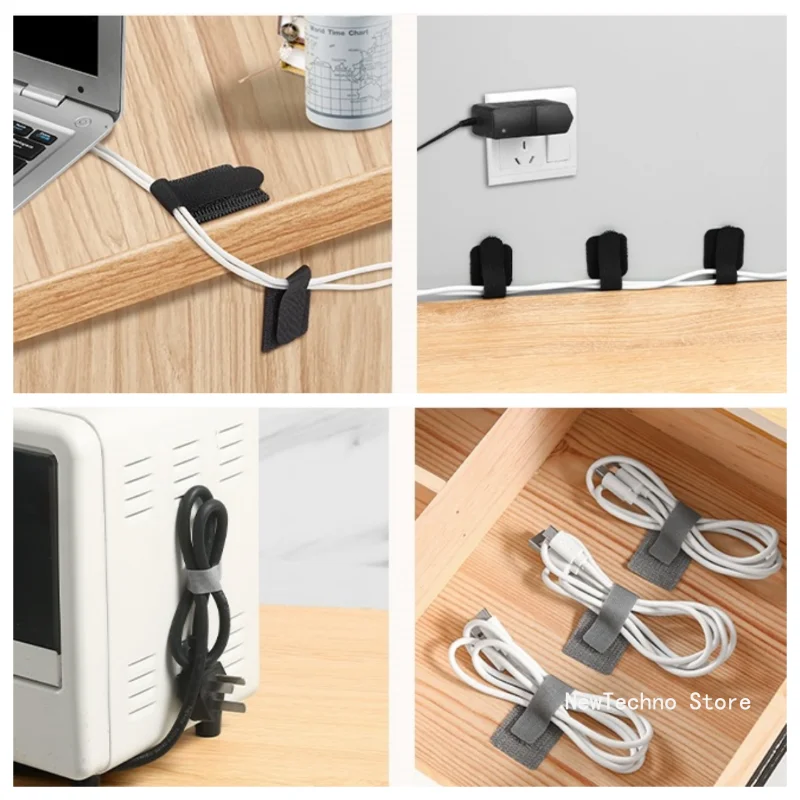 10pcs/pack Reusable Cable Organizer Self Adhesive Cord Rope Holders Desk Wire Winder Cable Tie Organizer Cord Protection Strapss