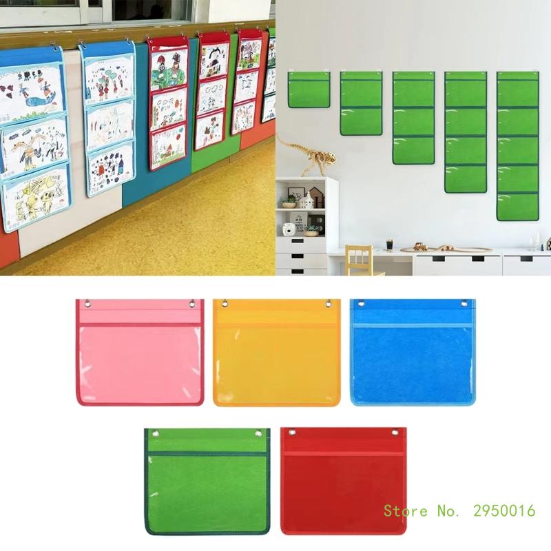 Pocket Chart Haning Wall File Practical Hanging Bag for Classroom Cards Drawing Pictures Class Demonstrations