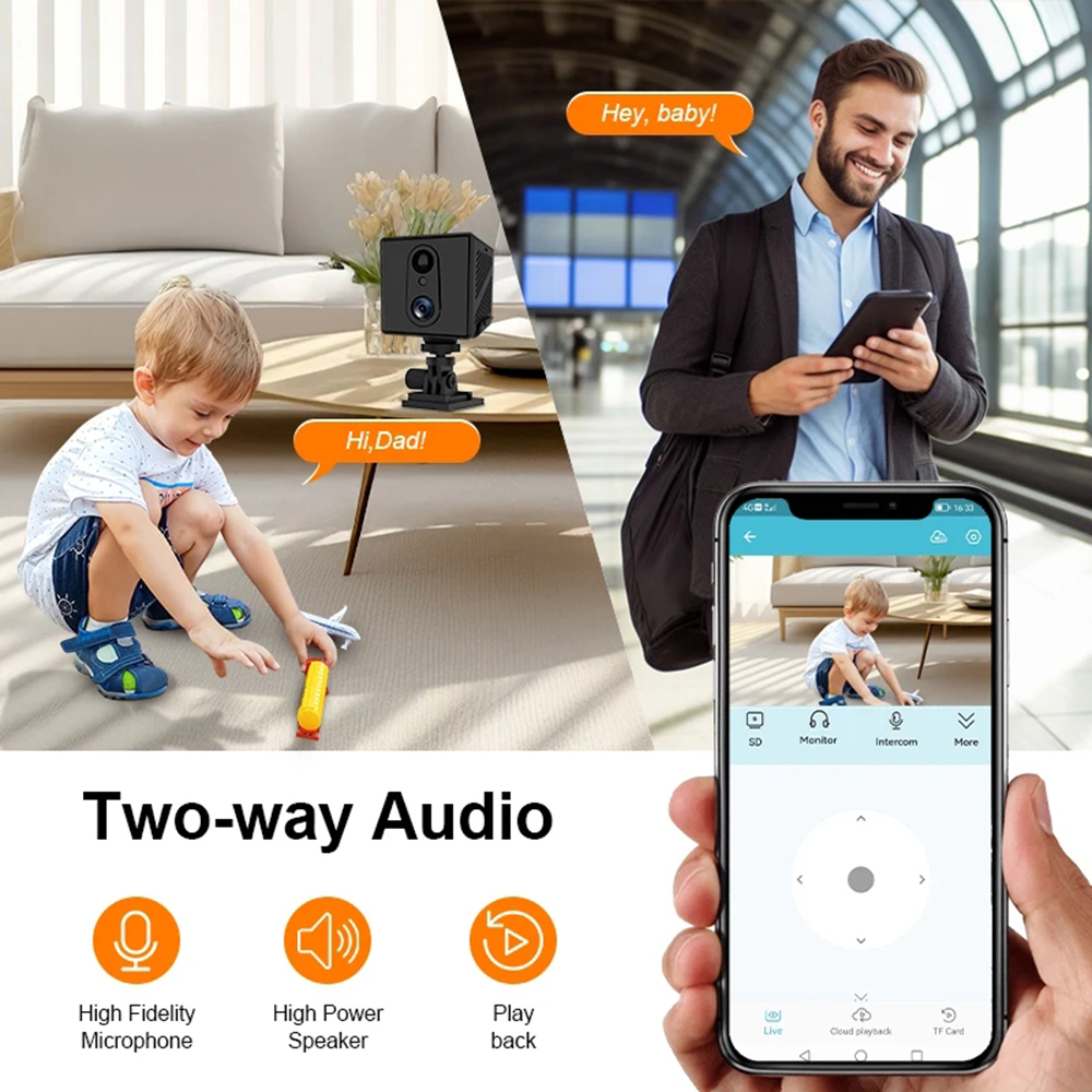 5MP 4G SIM カードミニカメラ屋内ナイトビジョン監視セキュリティモニタリング充電式 3000 mAh バッテリー駆動ホームカム