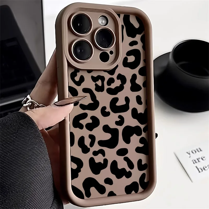 Funda de teléfono con estampado de leopardo INS para iPhone 11, funda suave de silicona mate para iPhone 13, 14, 12, 16 Pro, 15 Pro Max, XR, XS X 7, 8 Plus, SE