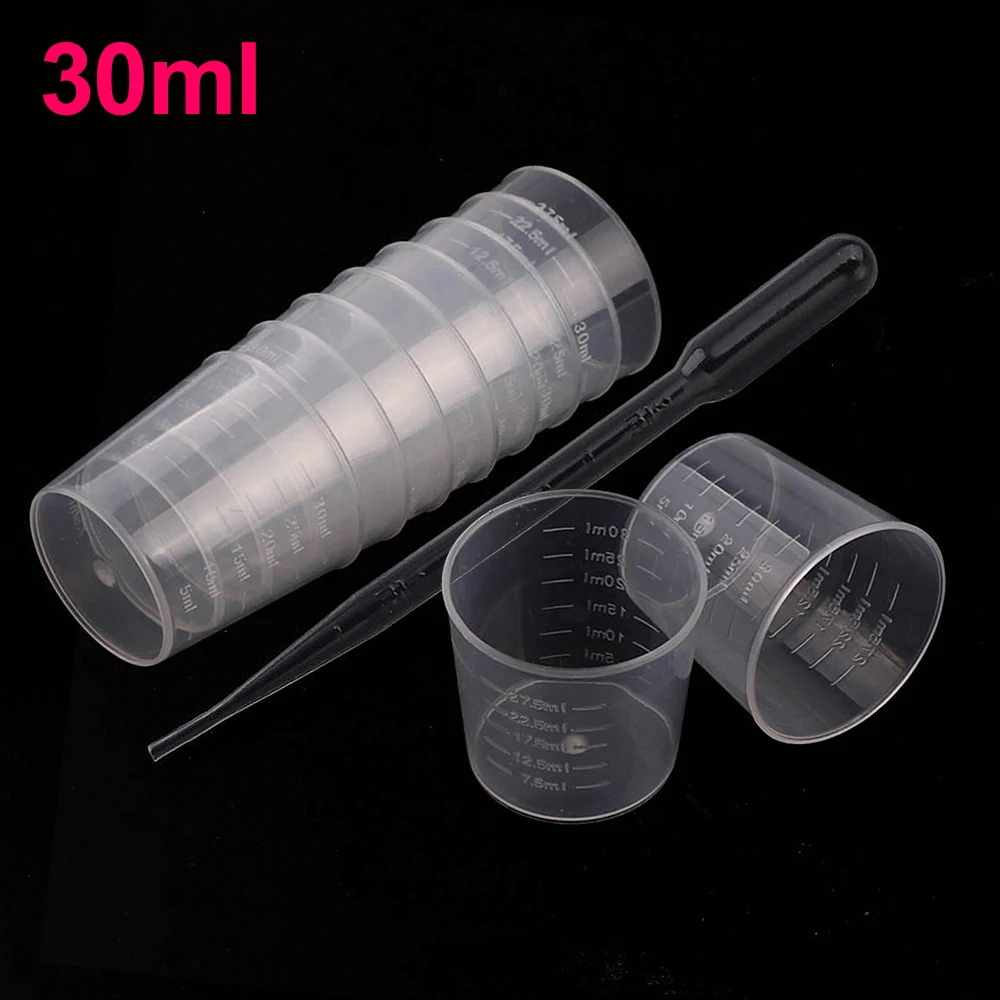 20/100 pçs copos de medição de plástico transparente recipiente líquido descartável para resina cola epoxy molde de silicone diy jóias fazendo