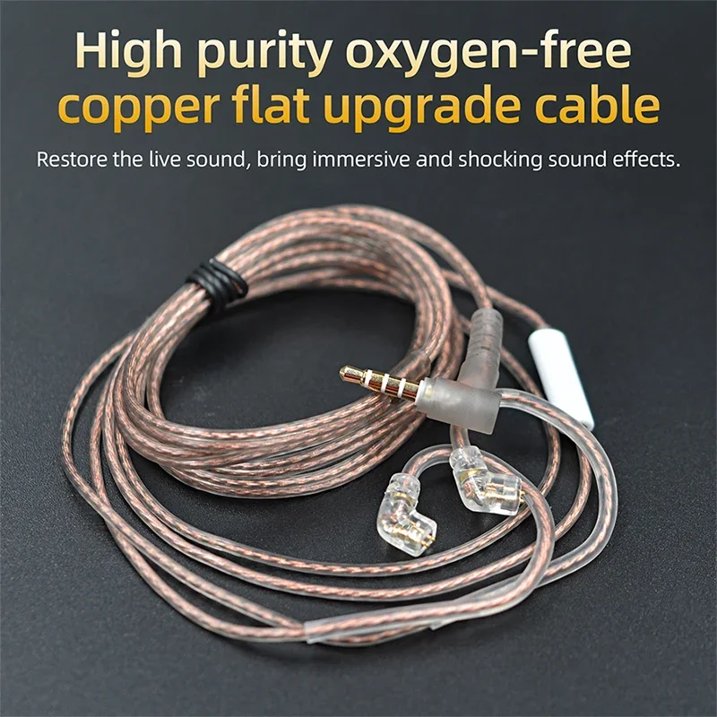 Cable de auriculares KZ Original, Cable de actualización mixto plano de cobre sin oxígeno de alta pureza para auriculares con cable KZ, auriculares para juegos EDX PRO