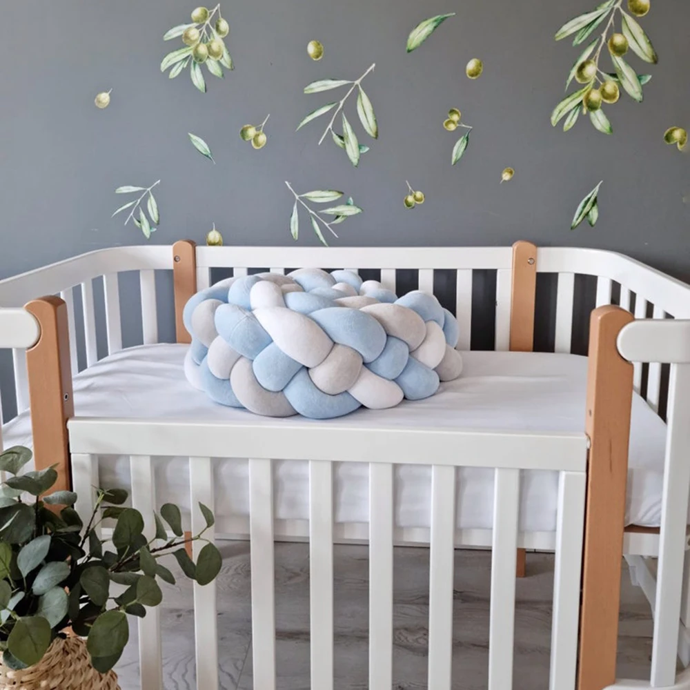 2M/3M Culla Paraurti Protezione per lettino Set di biancheria da letto per neonati per neonati Ragazzi Ragazze Treccia Nodo Cuscino Cuscino Room Decor